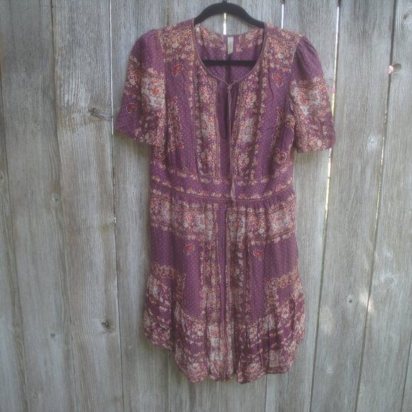 Free People Dresses & Skirts - FREE PEOPLE Calico Printed High Low Hem Mini Dress with Short Sleeve Size Small